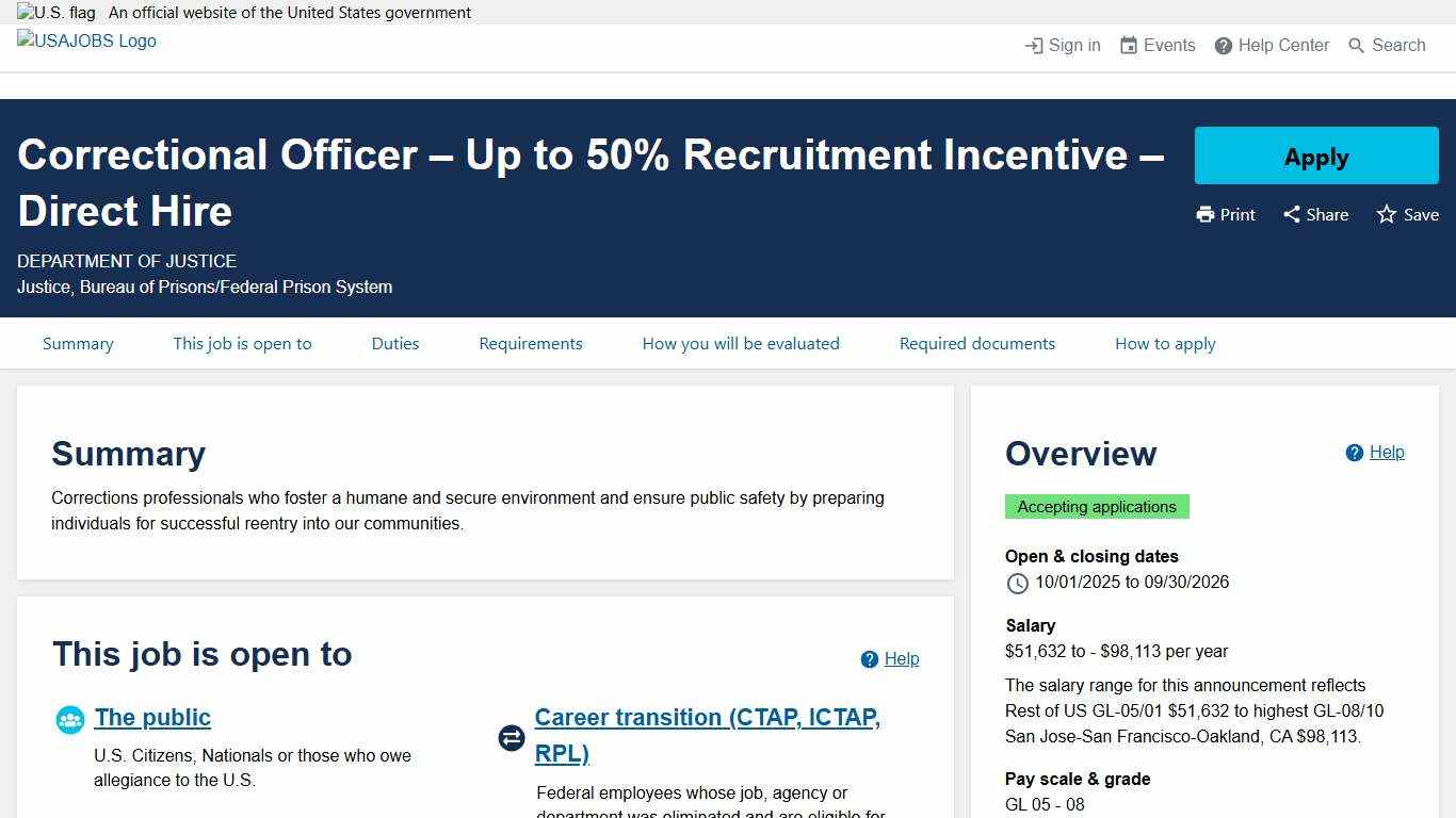 USAJOBS - Job Announcement