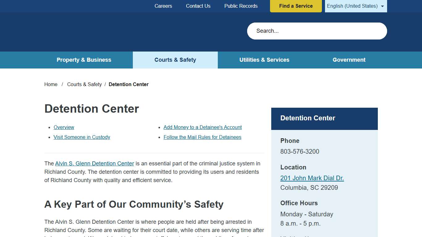 Detention Center Richland County SC