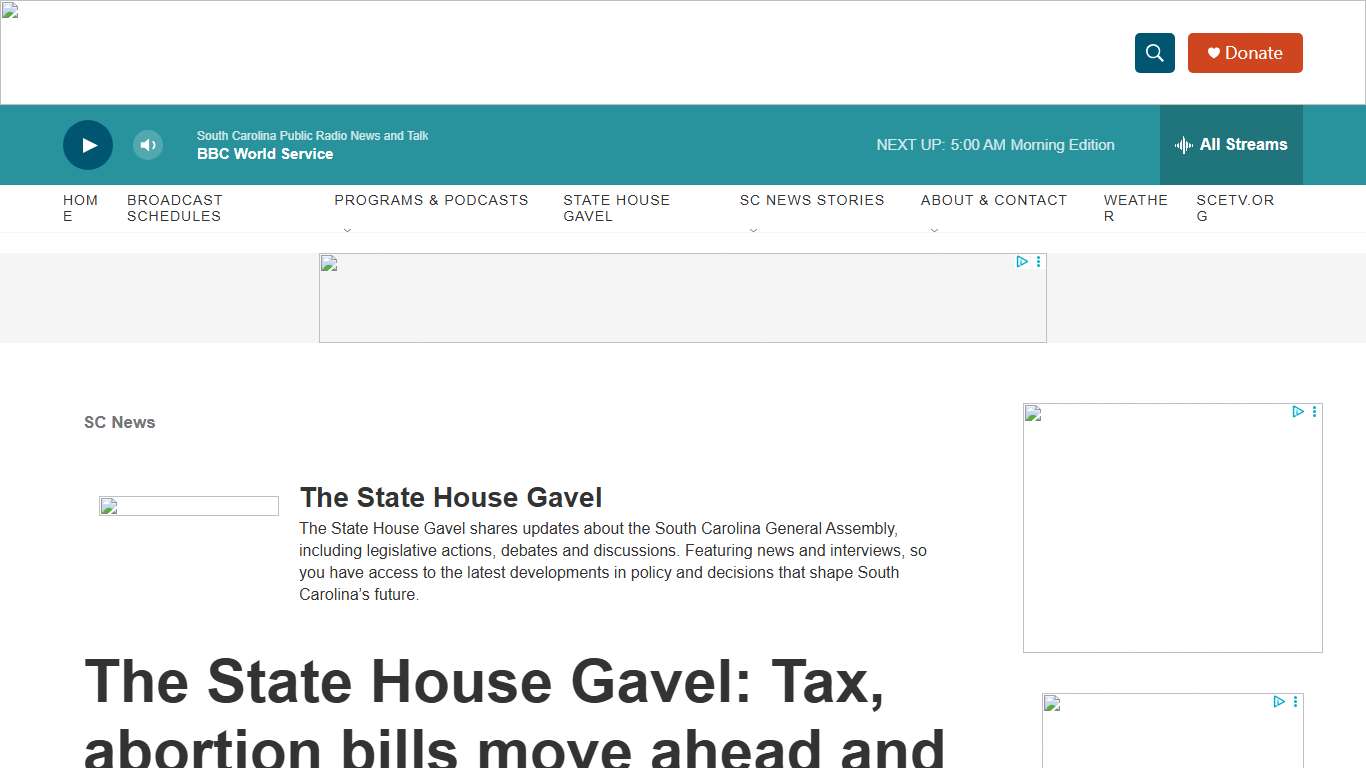 The State House Gavel: Tax, abortion bills move ahead and ex-SC lawmaker headed to federal prison South Carolina Public Radio